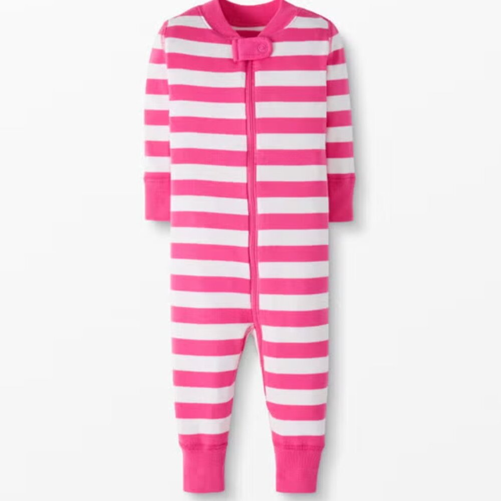 Hanna Andersson Bold Stripe Sleeper in Power Pink/Hanna White Stripes Sz 18 - 24